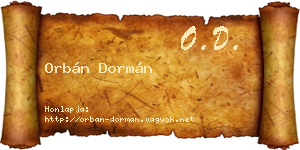 Orbán Dormán névjegykártya